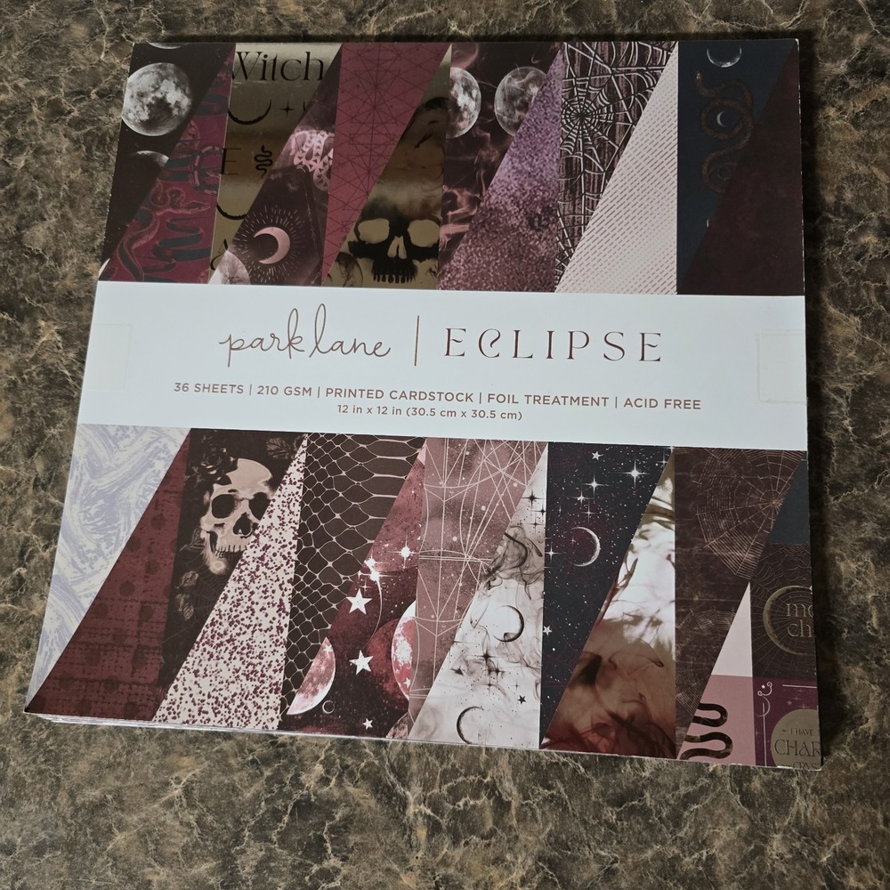 12" Halloween Scrapbook Paper Pad 36 Double Side Eclipse Moon Stars Witch Spell